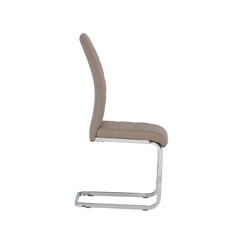 Soho Dining Chair - Set of 2 - Chrome Cantilever - Cappuccino Faux Leather