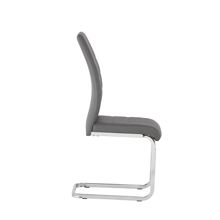 Soho Dining Chair - Set of 2 - Chrome Cantilever - Grey Faux Leather