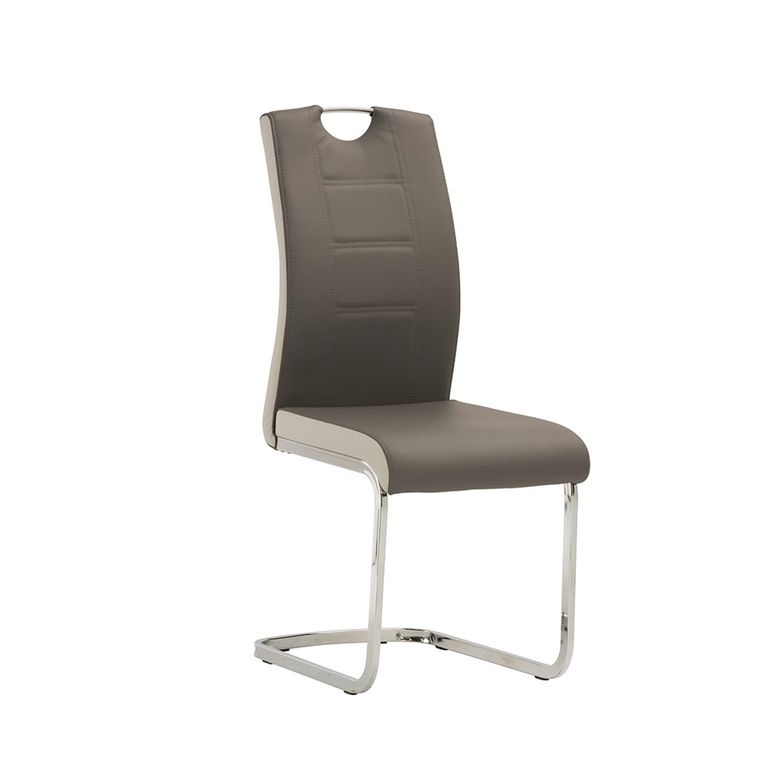 Venice Dining Chair - Set of 2 - Chrome Cantilever - Grey Faux Leather