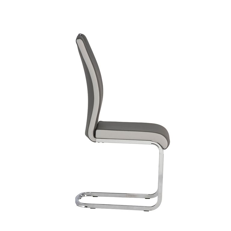 Venice Dining Chair - Set of 2 - Chrome Cantilever - Grey Faux Leather