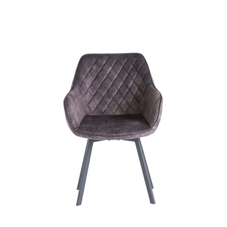 Viola Swivel Dining Chair - Set of 2 - Graphite Velvet Fabric