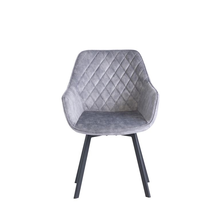 Viola Swivel Dining Chair - Set of 2 - Silver Fabric