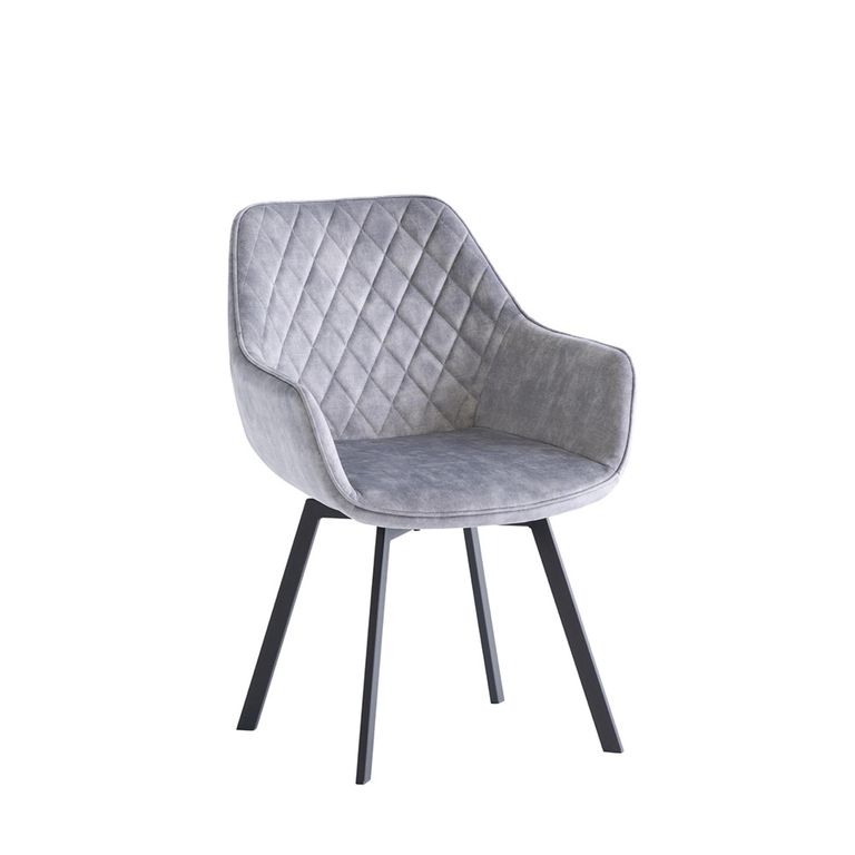 Viola Swivel Dining Chair - Set of 2 - Silver Fabric