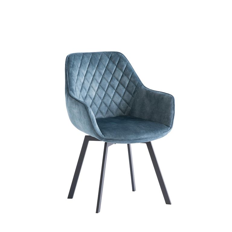 Viola Swivel Dining Chair - Set of 2 - Teal Velvet Fabric