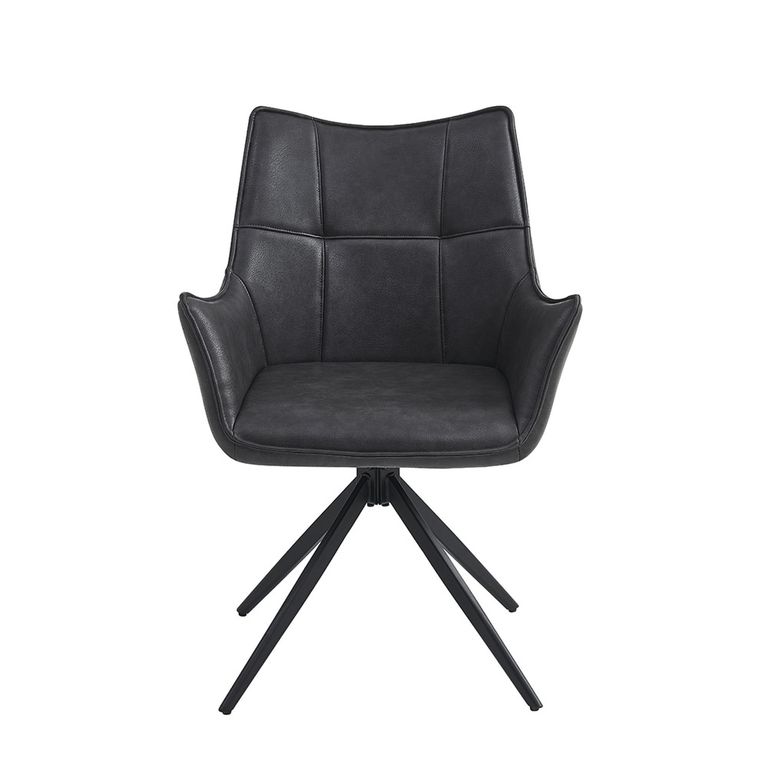 Vito Swivel Dining Armchairs - Set of 2 - Charcoal Faux Leather