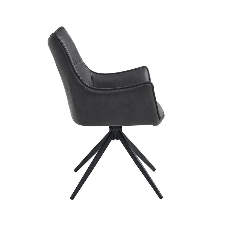 Vito Swivel Dining Armchairs - Set of 2 - Charcoal Faux Leather