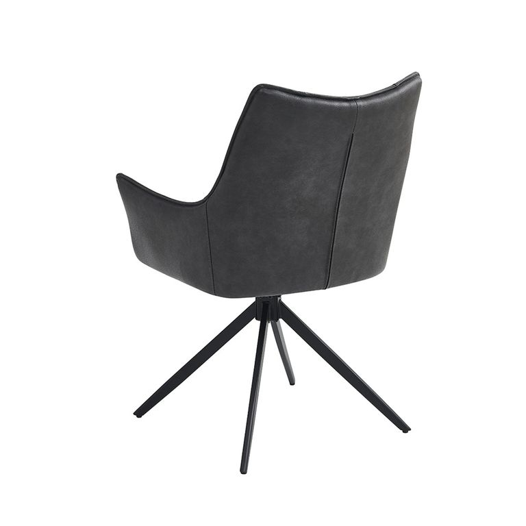 Vito Swivel Dining Armchairs - Set of 2 - Charcoal Faux Leather