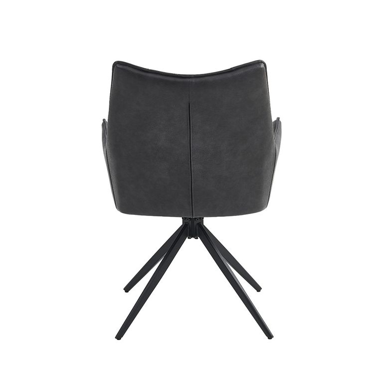 Vito Swivel Dining Armchairs - Set of 2 - Charcoal Faux Leather
