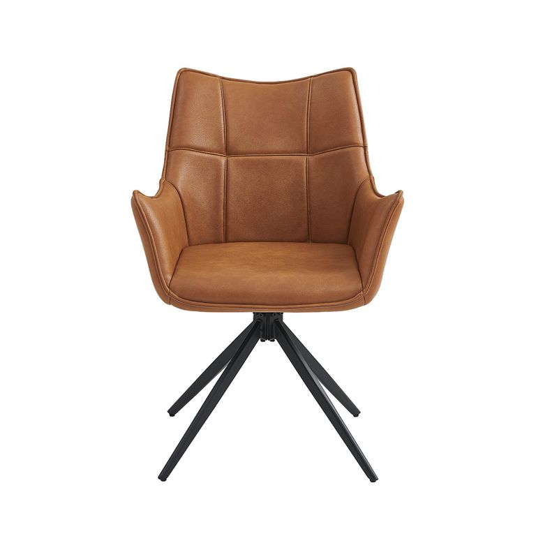 Vito Swivel Dining Armchairs - Set of 2 - Tan Faux Leather