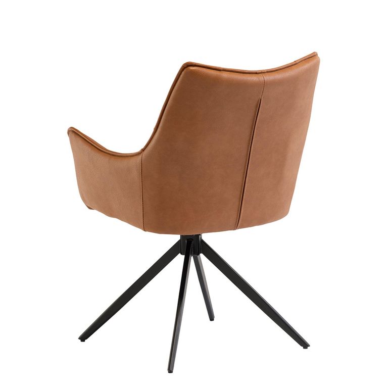 Vito Swivel Dining Armchairs - Set of 2 - Tan Faux Leather