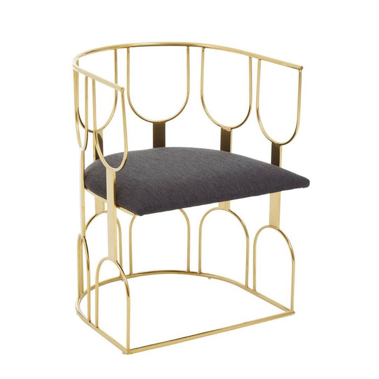 Azalea Dining Chair - Black Fabric with Gold Metal