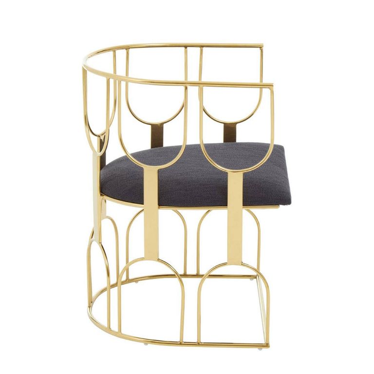 Azalea Dining Chair - Black Fabric with Gold Metal