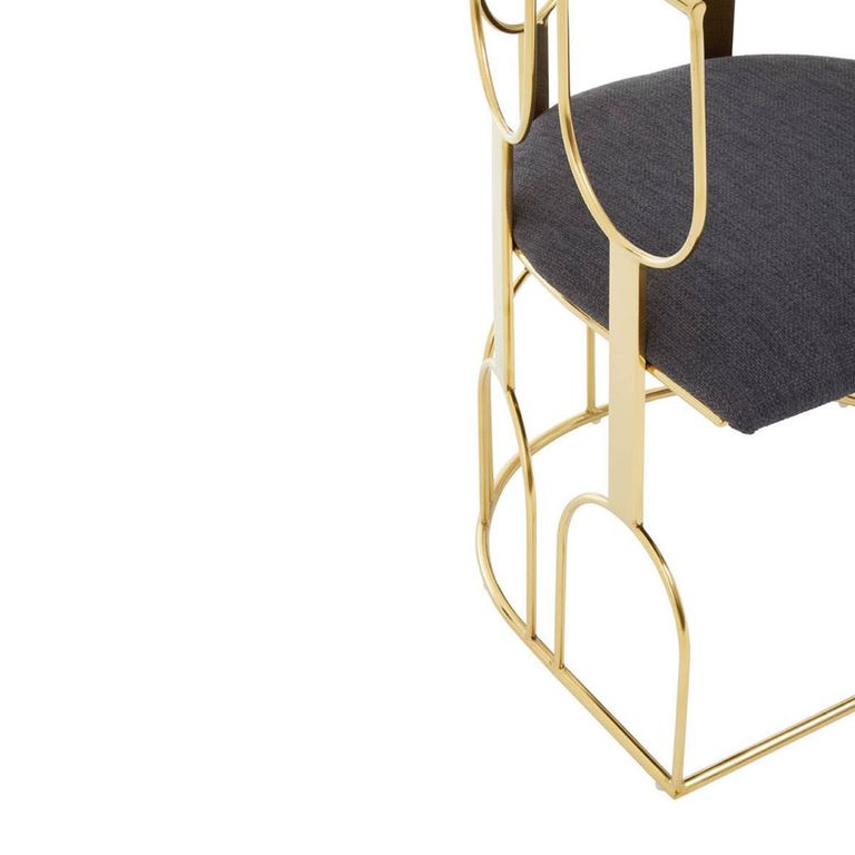 Azalea Dining Chair - Black Fabric with Gold Metal