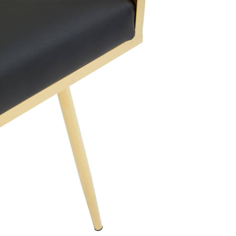 Azalea Dining Chair - Set of 2 - Black Faux Leather with Gold Metal Frame