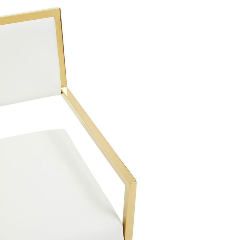 Azalea Dining Chair - Set of 2 - Ivory Faux Leather with Gold Metal Frame