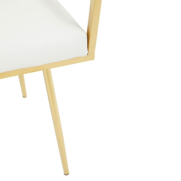 Azalea Dining Chair - Set of 2 - Ivory Faux Leather with Gold Metal Frame