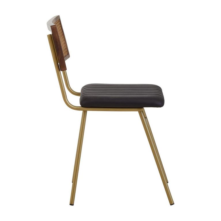 Buffalo Dining Chair - Set of 2 - Black - Leather with Gold Metal
