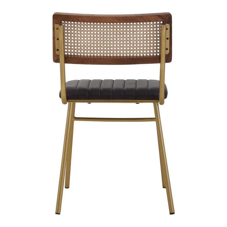 Buffalo Dining Chair - Set of 2 - Black - Leather with Gold Metal