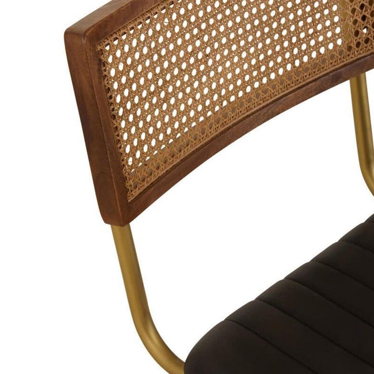 Buffalo Dining Chair - Set of 2 - Black - Leather with Gold Metal