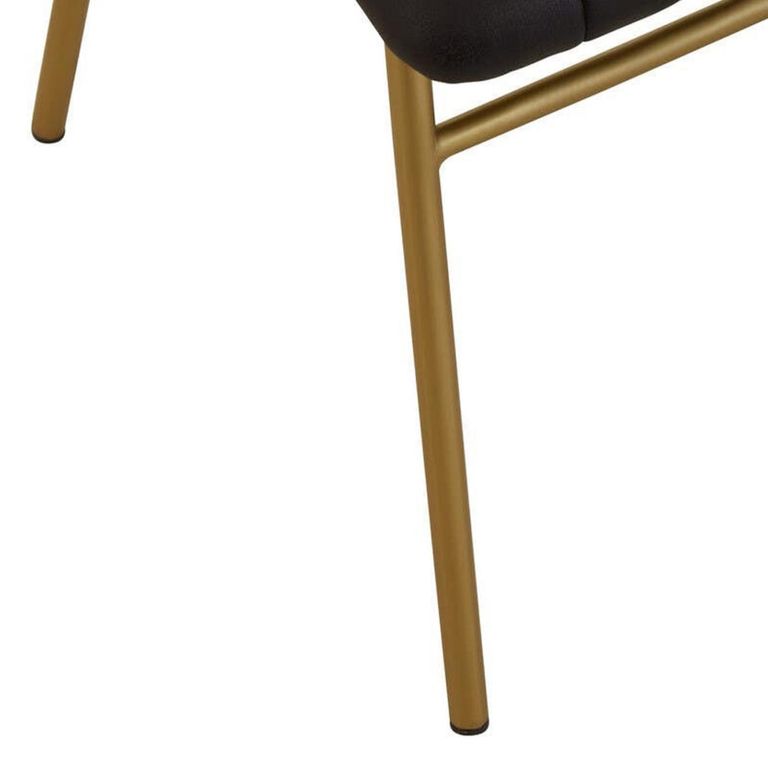 Buffalo Dining Chair - Set of 2 - Black - Leather with Gold Metal