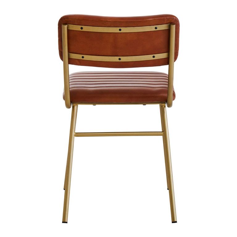 Buffalo Dining Chair - Set of 2 - Tan - Leather with Gold Metal