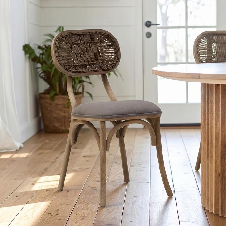 Cebu Dining Chair - Grey Wash - Padded - Elm Wood