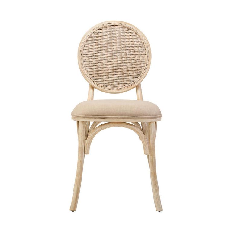 Cebu Dining Chair - White Wash - Padded - Elm Wood