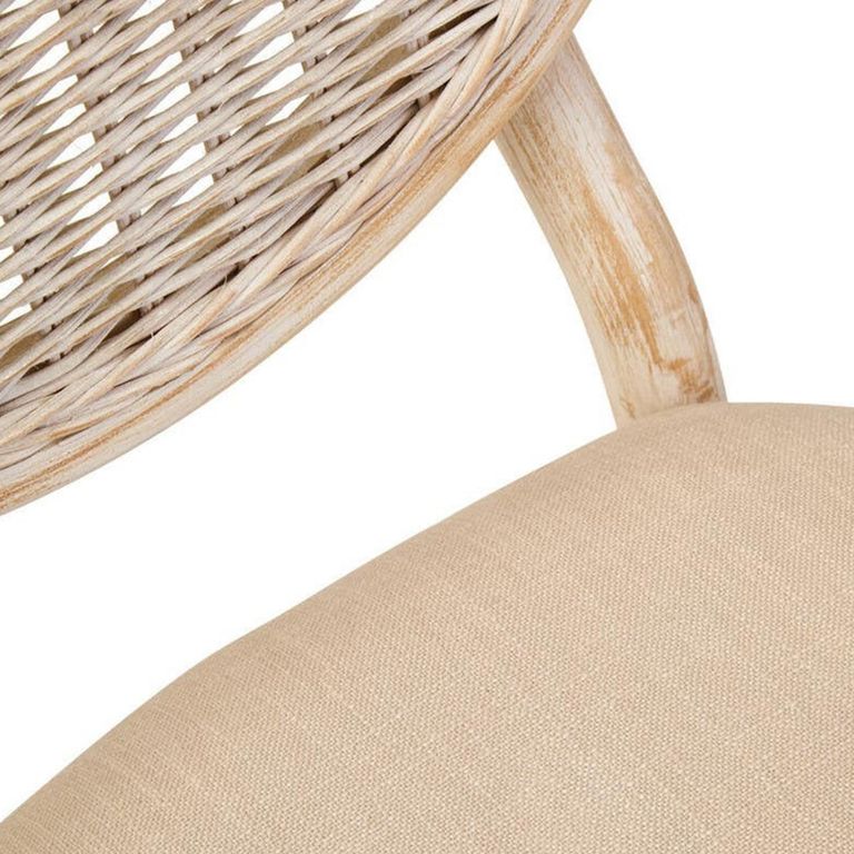 Cebu Dining Chair - White Wash - Padded - Elm Wood