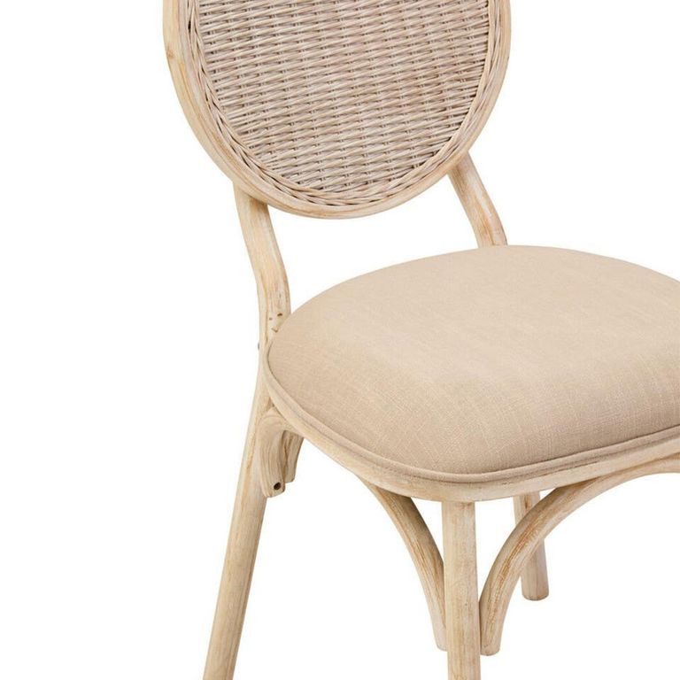 Cebu Dining Chair - White Wash - Padded - Elm Wood