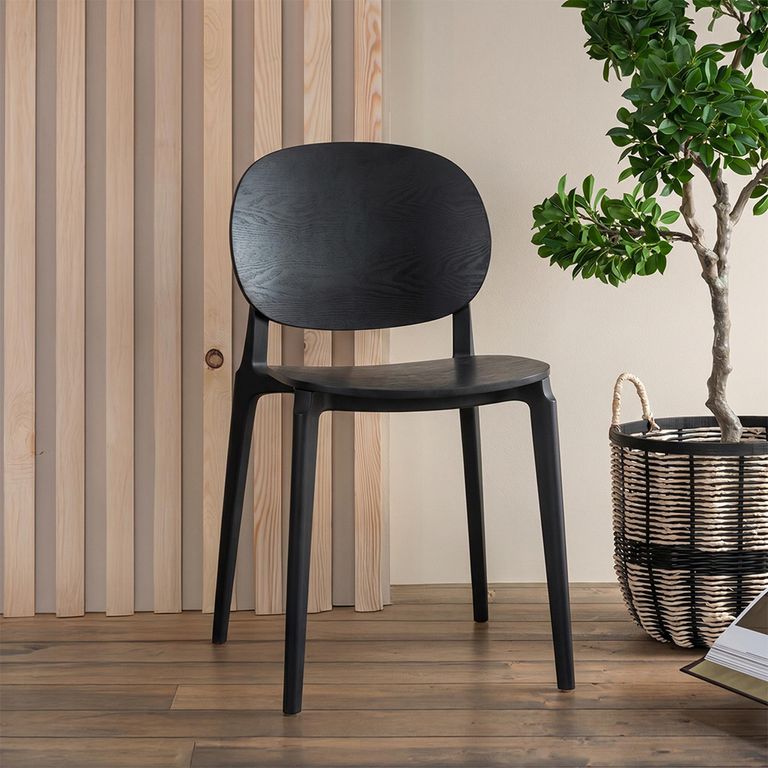 Basic Dining Chair - Set of 2 - Fineer Black - Synthetic