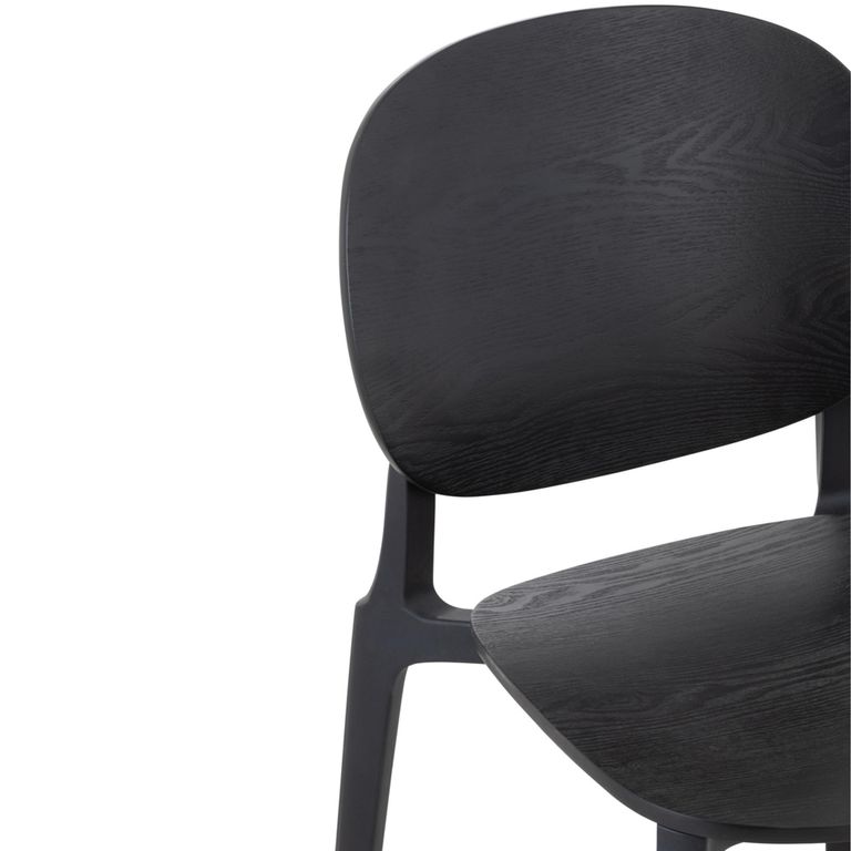 Basic Dining Chair - Set of 2 - Fineer Black - Synthetic