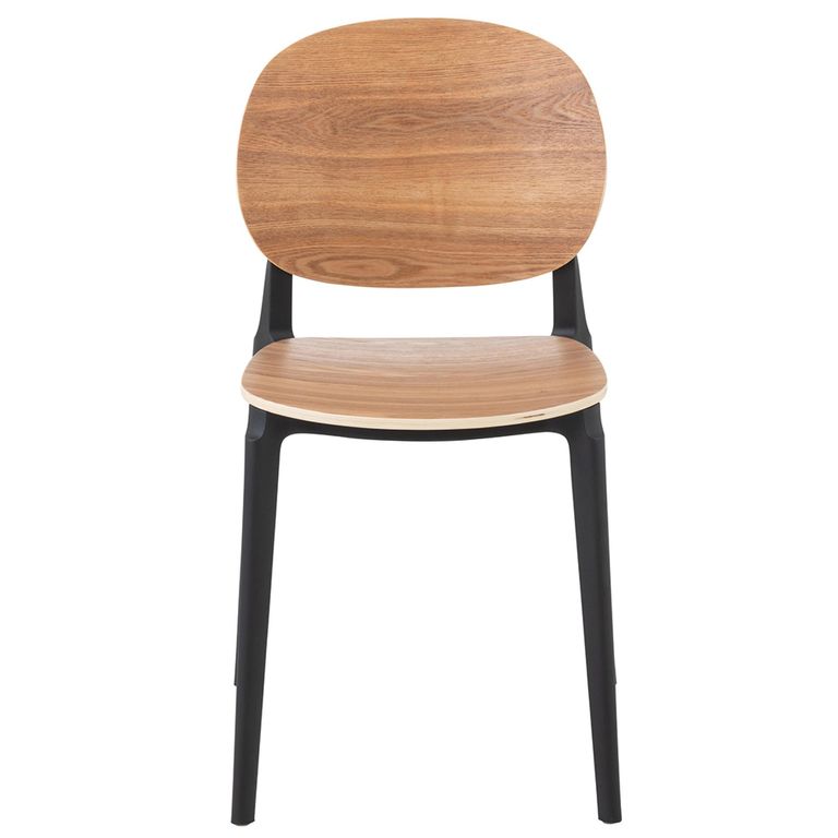 Basic Dining Chair - Set of 2 - Fineer Natural and Black - Synthetic