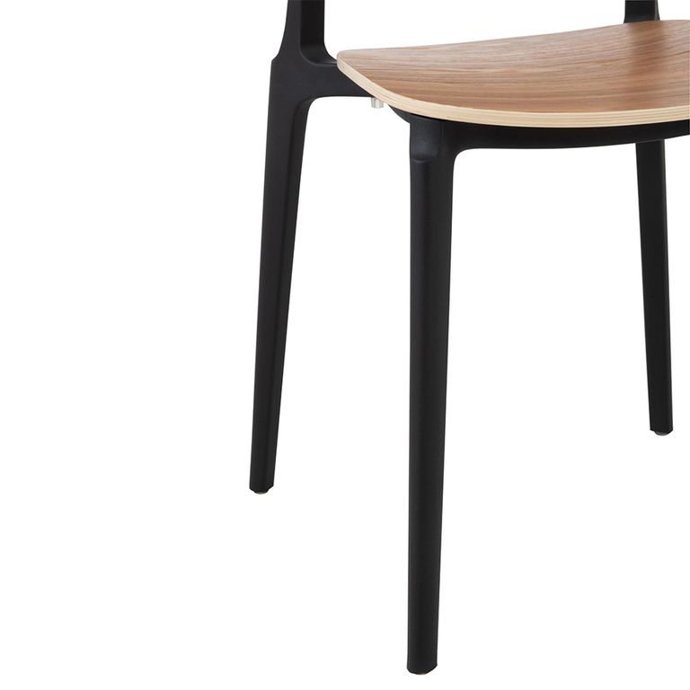 Basic Dining Chair - Set of 2 - Fineer Natural and Black - Synthetic