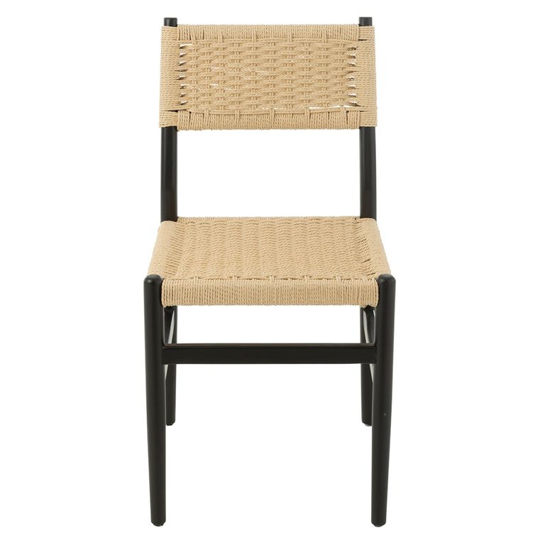 Lap Dining Chair - Set of 2 - Black - Rope and Beech Wood