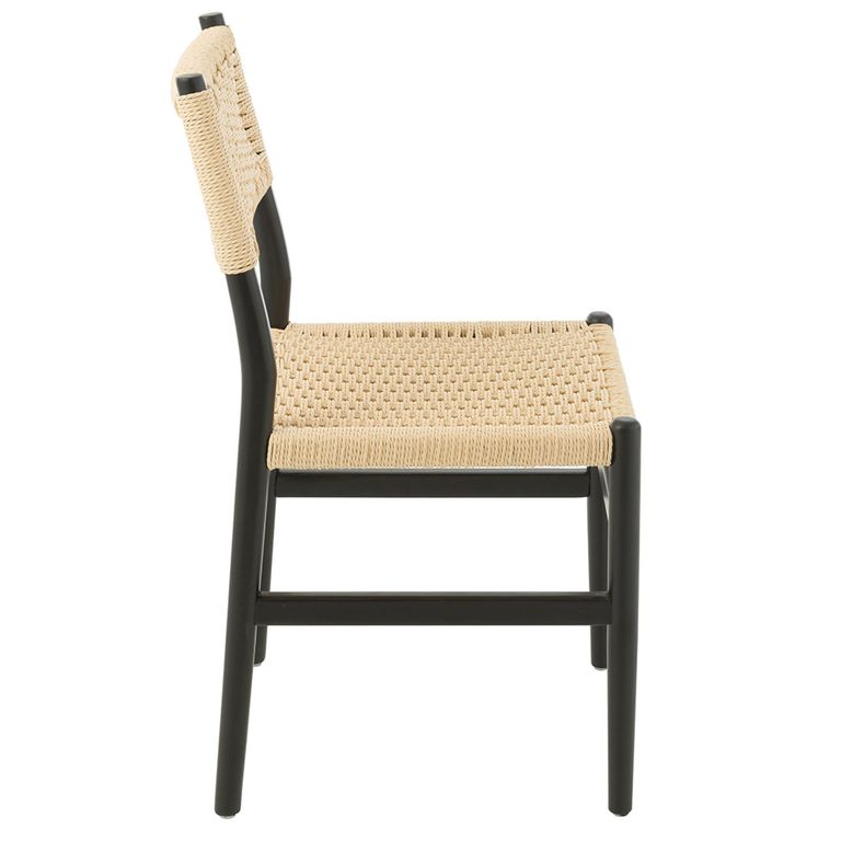 Lap Dining Chair - Set of 2 - Black - Rope and Beech Wood