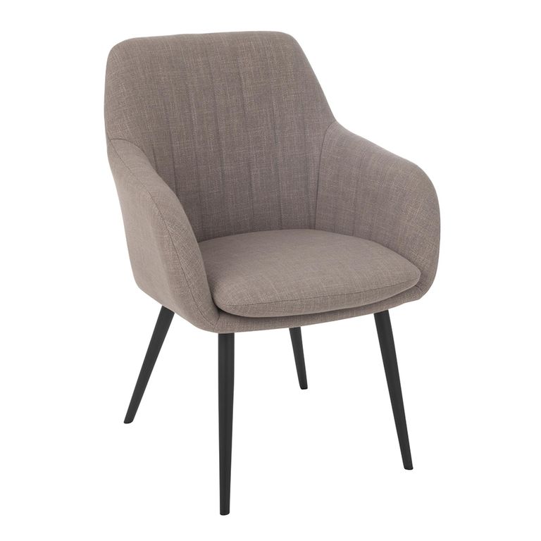 Miles Dining Armchair - Set of 2 - Grey - Fabric and Metal