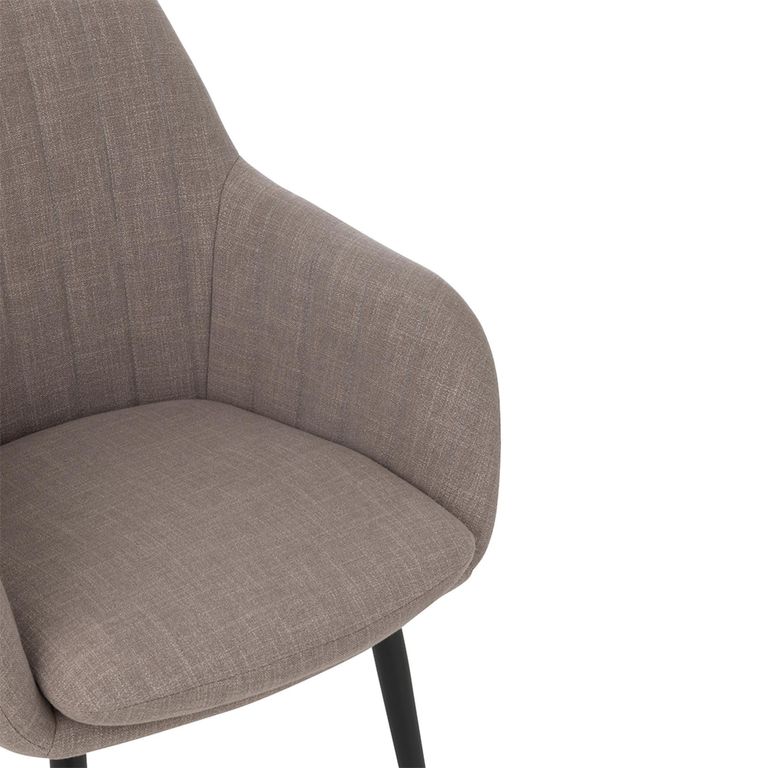 Miles Dining Armchair - Set of 2 - Grey - Fabric and Metal