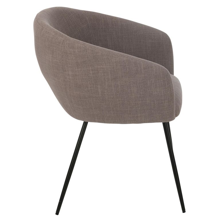 Wales Dining Chair - Set of 2 - Curved Back - Taupe - Fabric and Metal