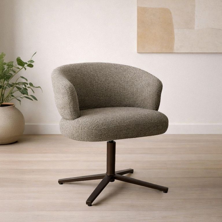 Blake Swivel Dining Chair - Set of 2 - Curved Back - Desert - Fabric and Metal