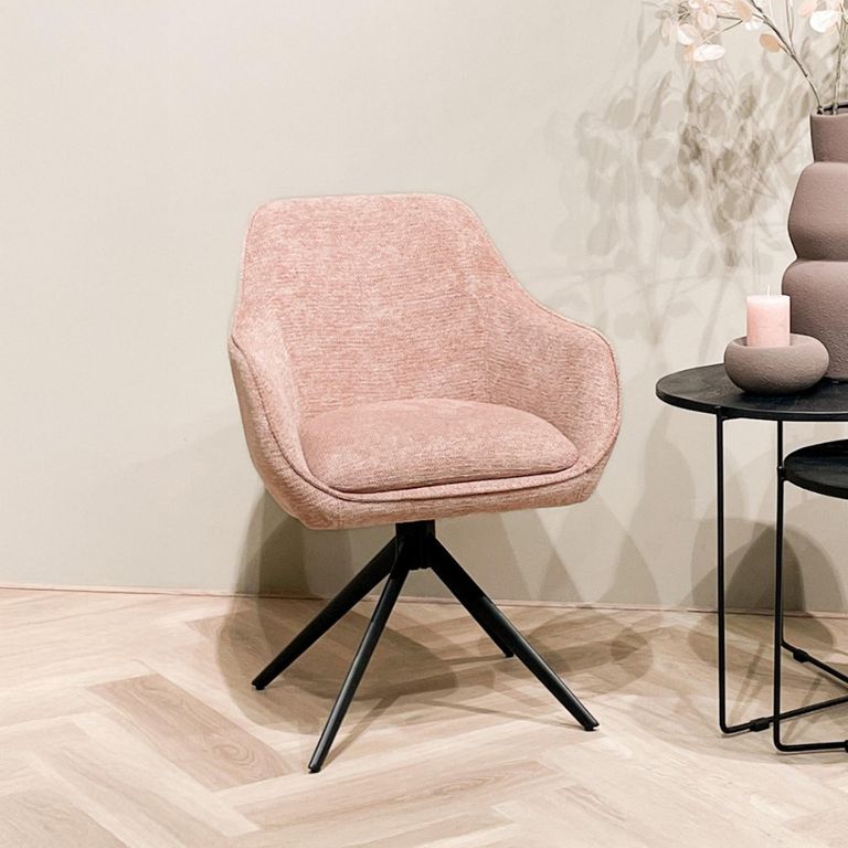 Thomas Swivel Dining Armchair - Set of 2 - Brique - Fabric and Metal