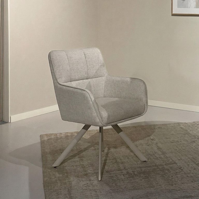 Tori Swivel Dining Armchair - Set of 2 - Natural Legs - Sand - Fabric and Metal