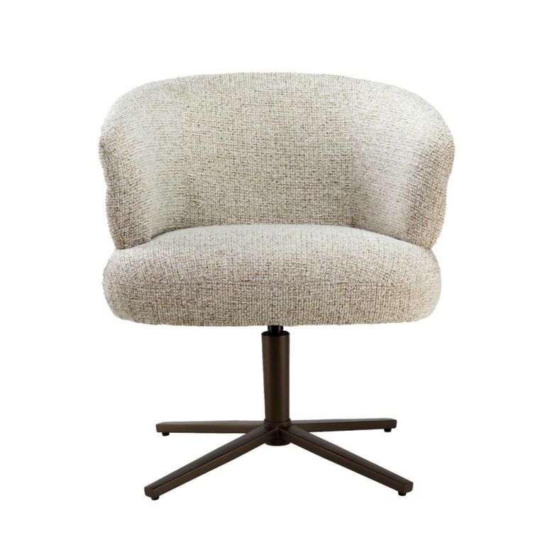 Blake Swivel Dining Chair - Set of 2 - Curved Back - Beige - Fabric and Metal