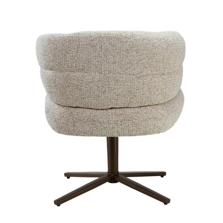 Blake Swivel Dining Chair - Set of 2 - Curved Back - Beige - Fabric and Metal