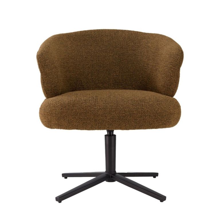 Blake Swivel Dining Chair - Set of 2 - Curved Back - Caramel - Fabric and Metal