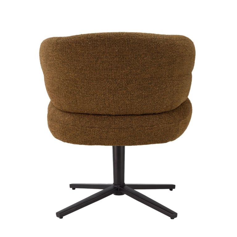 Blake Swivel Dining Chair - Set of 2 - Curved Back - Caramel - Fabric and Metal