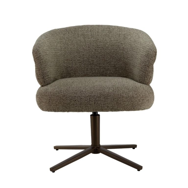 Blake Swivel Dining Chair - Set of 2 - Curved Back - Desert - Fabric and Metal