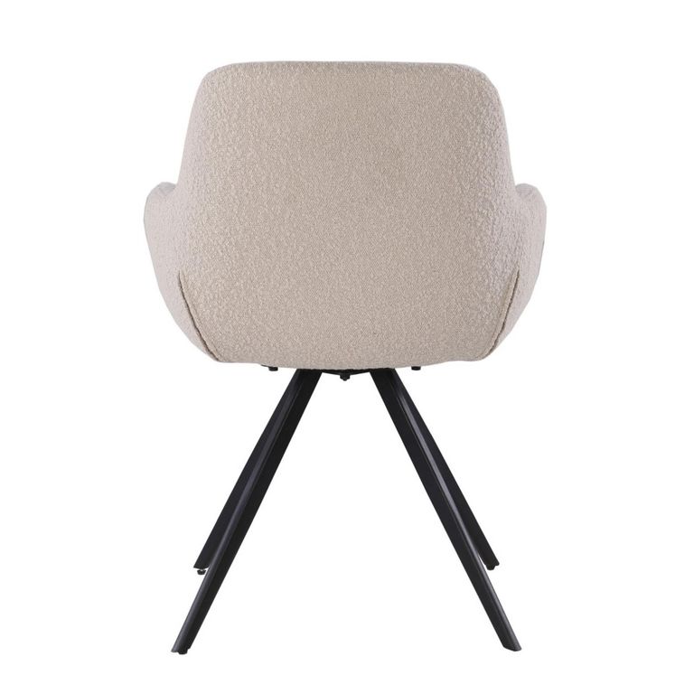 Doreen Swivel Dining Armchair - Set of 2 - Beige - Boucle Fabric and Metal