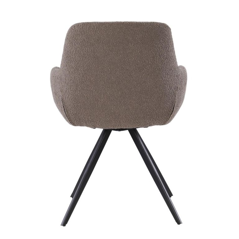Doreen Swivel Dining Armchair - Set of 2 - Brown - Boucle Fabric and Metal