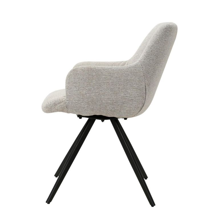 Doreen Swivel Dining Armchair - Set of 2 - Natural - Boucle Fabric and Metal