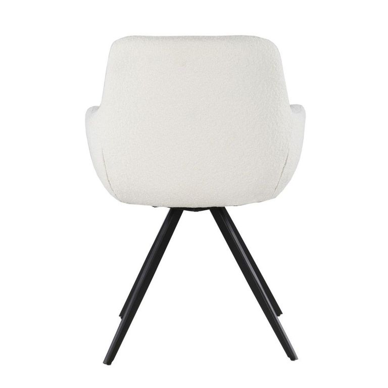 Doreen Swivel Dining Armchair - Set of 2 - White - Boucle Fabric and Metal